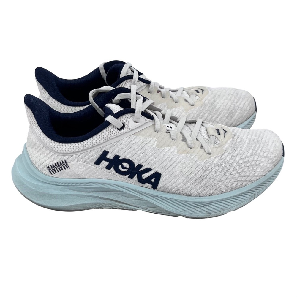Hoka Solimar Running Shoes Women 10.5B White Blue 1123075 Mesh Training Sneakers